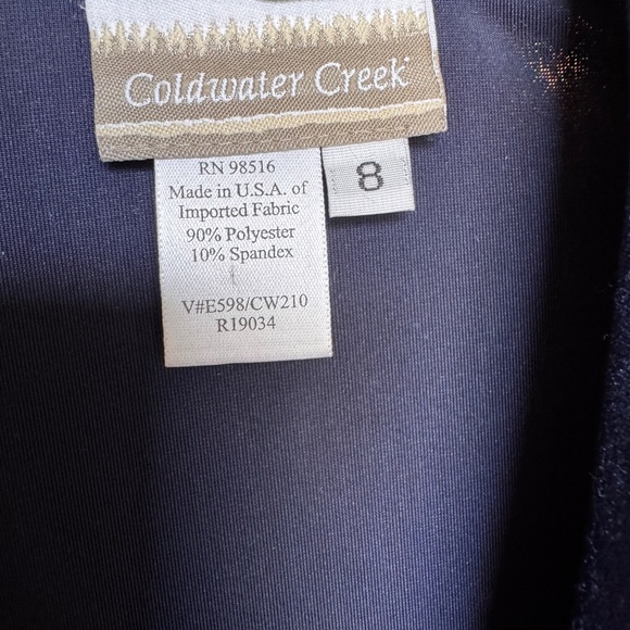 Coldwater Creek One Button Dark Blue Velvet Jacket/Tunic, Size 8. GUC - Picture 3 of 5